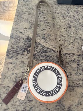 Round Crossbody Bag - White & Orange